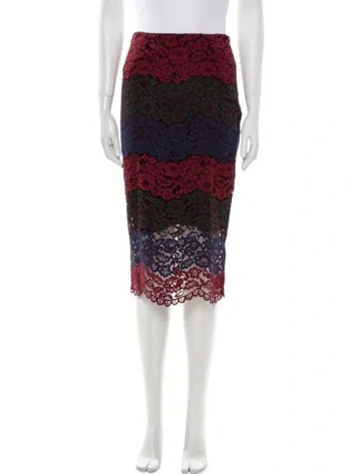 Pre-owned Sandro Lace Pattern Knee-length Skirt In Burgundy