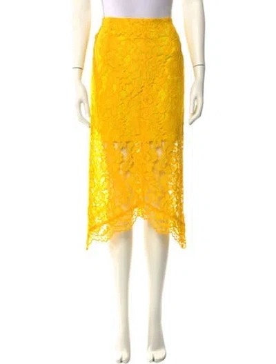 Pre-owned Sandro Lace Pattern Knee-length Skirt In Yellow