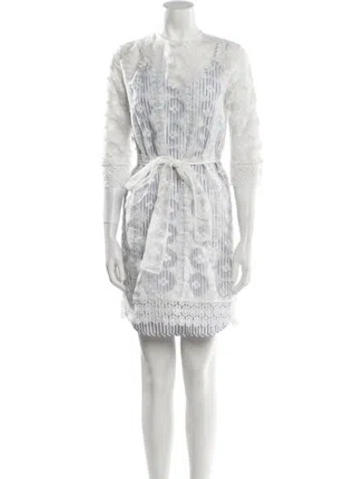Pre-owned Sandro Lace Pattern Lace Trim Embellishment Dress Set In White