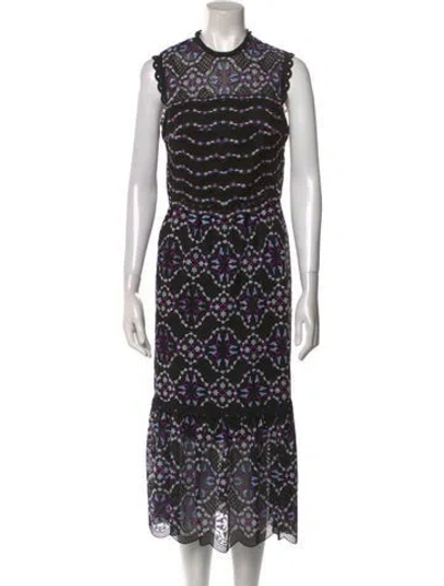 Pre-owned Sandro Lace Pattern Long Dress In Black