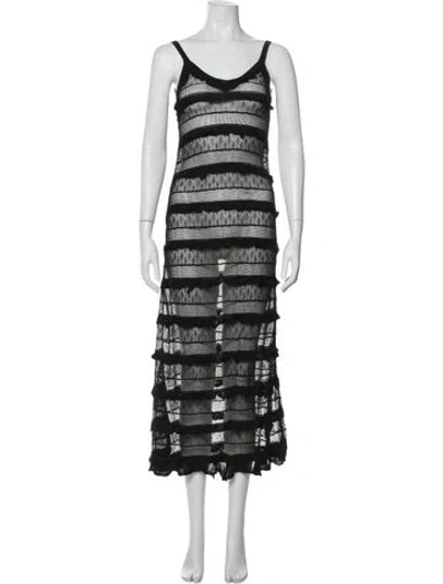 Pre-owned Sandro Lace Pattern Long Dress In Black