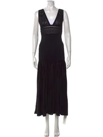 Pre-owned Sandro Lace Pattern Long Dress In Black