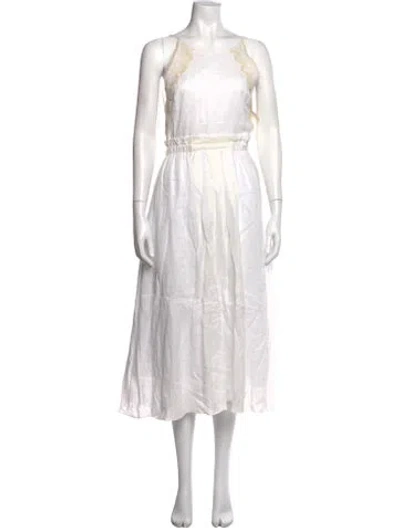Pre-owned Sandro Lace Pattern Long Dress In Neutral