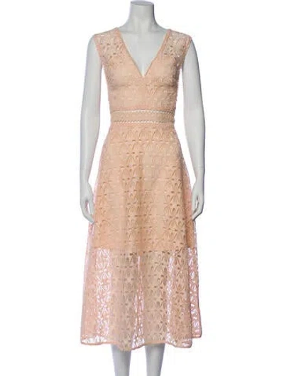 Pre-owned Sandro Lace Pattern Long Dress In Orange
