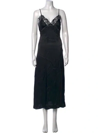 Pre-owned Sandro Lace Pattern Long Dress W/ Tags In Black