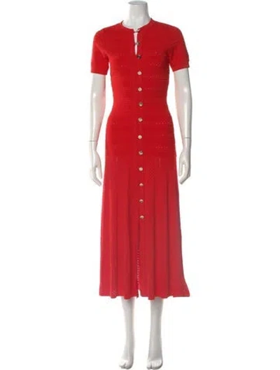 Pre-owned Sandro Lace Pattern Long Dress W/ Tags In Red