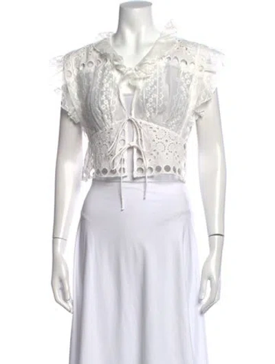 Pre-owned Sandro Lace Pattern Long Dress In White