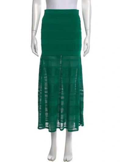 Pre-owned Sandro Lace Pattern Long Skirt In Green