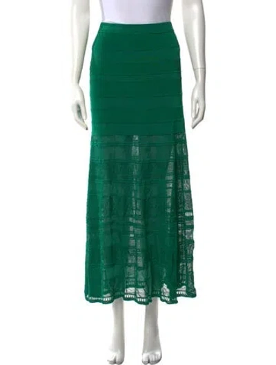 Pre-owned Sandro Lace Pattern Long Skirt In Green