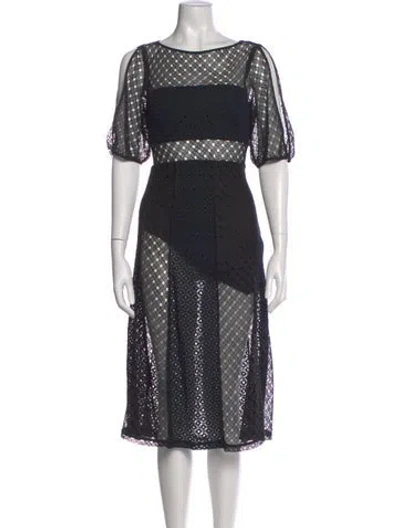 Pre-owned Sandro Lace Pattern Midi Length Dress In Black