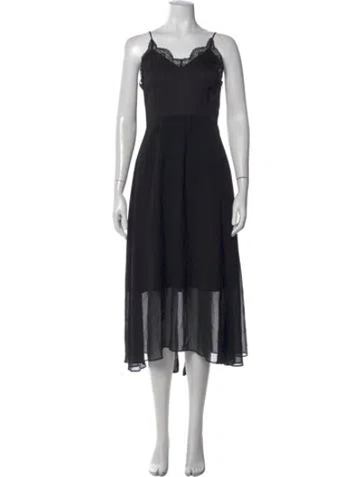 Pre-owned Sandro Lace Pattern Midi Length Dress In Black