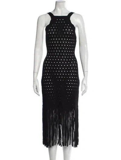 Pre-owned Sandro Lace Pattern Midi Length Dress In Black