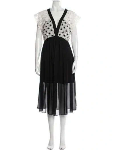 Pre-owned Sandro Lace Pattern Midi Length Dress In Black