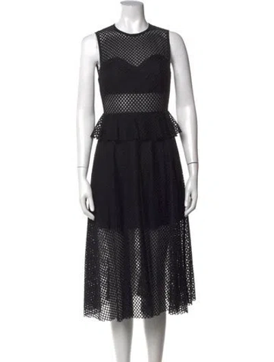 Pre-owned Sandro Lace Pattern Midi Length Dress In Black