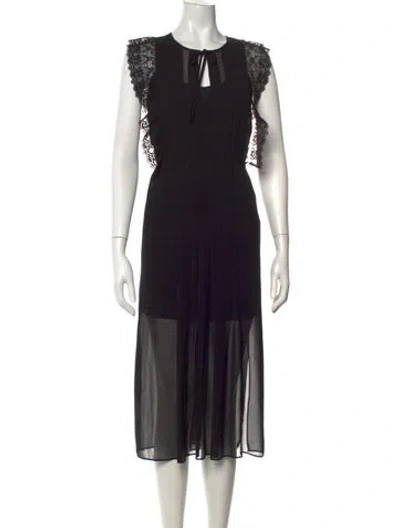 Pre-owned Sandro Lace Pattern Midi Length Dress In Black