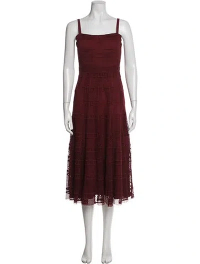Pre-owned Sandro Lace Pattern Midi Length Dress In Burgundy