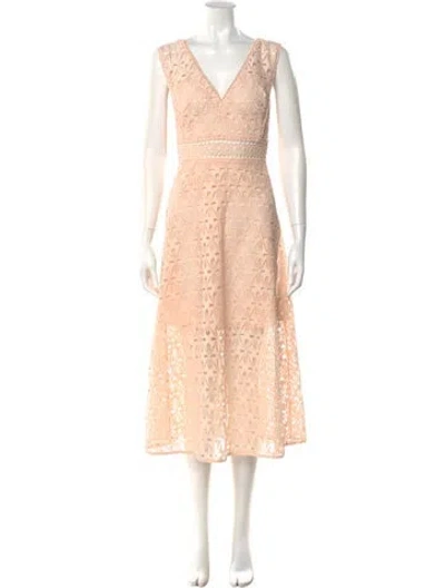 Pre-owned Sandro Lace Pattern Midi Length Dress In Orange