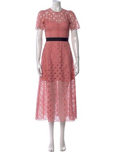 Pre-owned Sandro Lace Pattern Midi Length Dress In Pink