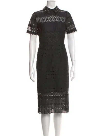 Pre-owned Sandro Lace Pattern Midi Length Dress W/ Tags In Black