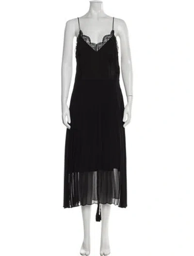 Pre-owned Sandro Lace Pattern Midi Length Dress W/ Tags In Black