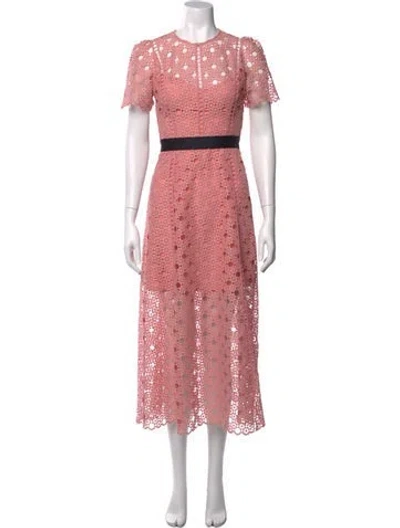 Pre-owned Sandro Lace Pattern Midi Length Dress W/ Tags In Pink