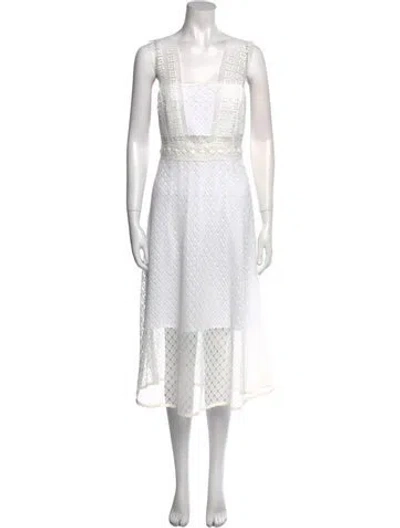 Pre-owned Sandro Lace Pattern Midi Length Dress In White