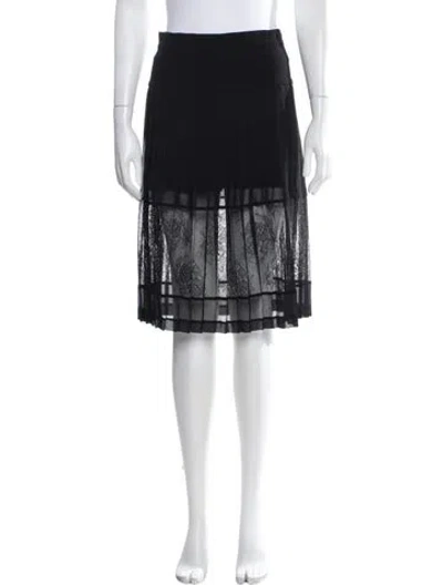Pre-owned Sandro Lace Pattern Midi Length Skirt In Black