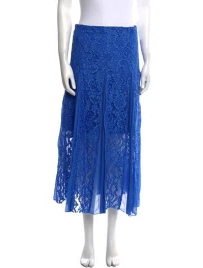 Pre-owned Sandro Lace Pattern Midi Length Skirt In Blue