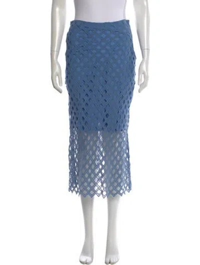Pre-owned Sandro Lace Pattern Midi Length Skirt In Blue