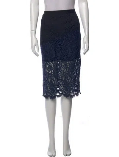 Pre-owned Sandro Lace Pattern Midi Length Skirt In Blue