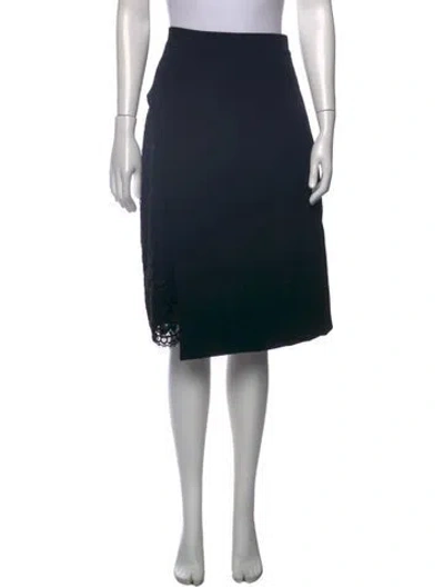 Pre-owned Sandro Lace Pattern Midi Length Skirt In Blue