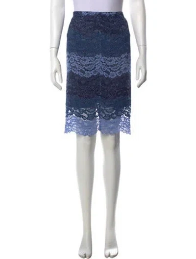 Pre-owned Sandro Lace Pattern Midi Length Skirt In Blue