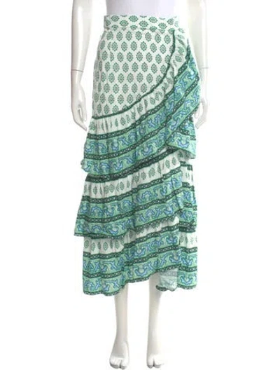 Pre-owned Sandro Lace Pattern Midi Length Skirt In Green