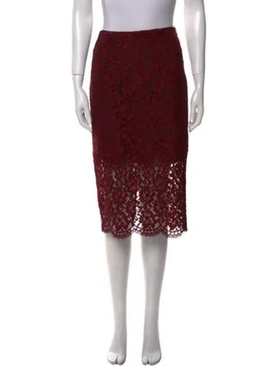 Pre-owned Sandro Lace Pattern Midi Length Skirt In Red