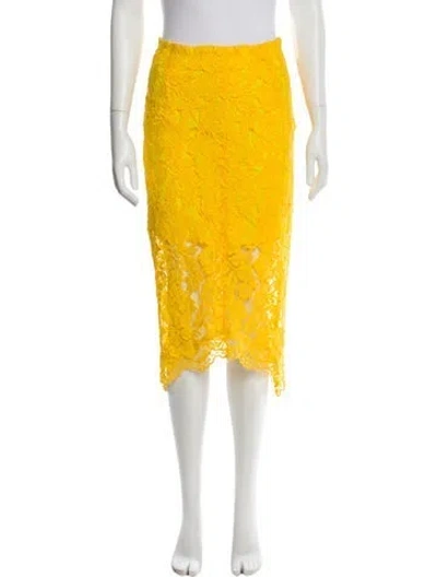 Pre-owned Sandro Lace Pattern Midi Length Skirt In Yellow