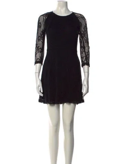 Pre-owned Sandro Lace Pattern Mini Dress In Black