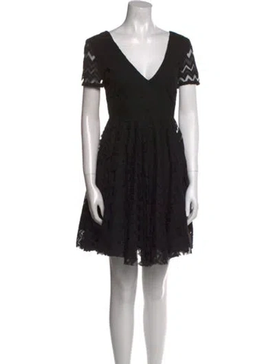 Pre-owned Sandro Lace Pattern Mini Dress In Black