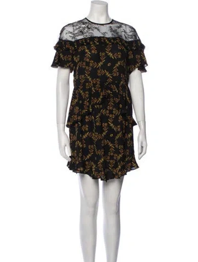 Pre-owned Sandro Lace Pattern Mini Dress In Black