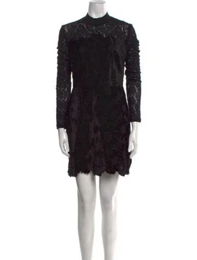 Pre-owned Sandro Lace Pattern Mini Dress In Black