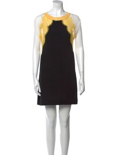 Pre-owned Sandro Lace Pattern Mini Dress In Black