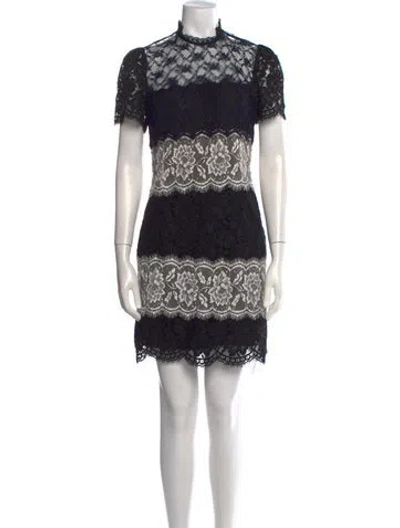 Pre-owned Sandro Lace Pattern Mini Dress In Black