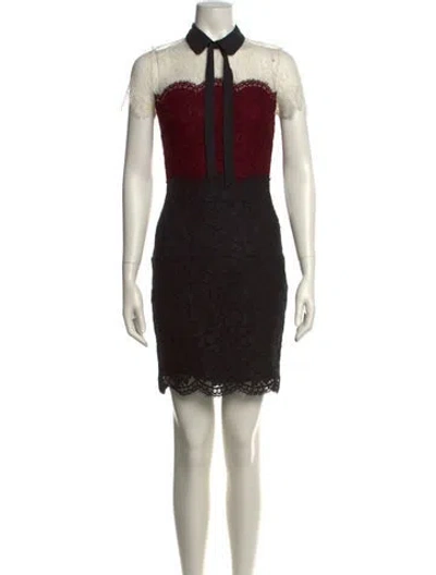Pre-owned Sandro Lace Pattern Mini Dress In Black