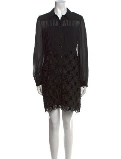 Pre-owned Sandro Lace Pattern Mini Dress In Black