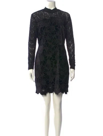 Pre-owned Sandro Lace Pattern Mini Dress In Black