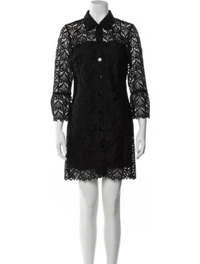 Pre-owned Sandro Lace Pattern Mini Dress In Black