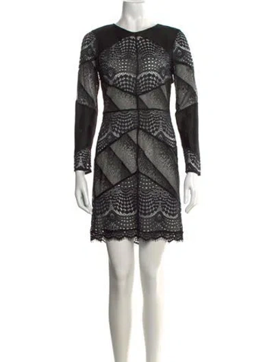 Pre-owned Sandro Lace Pattern Mini Dress In Black
