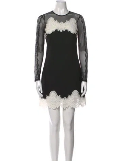 Pre-owned Sandro Lace Pattern Mini Dress In Black