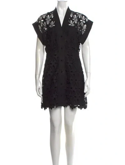 Pre-owned Sandro Lace Pattern Mini Dress In Black