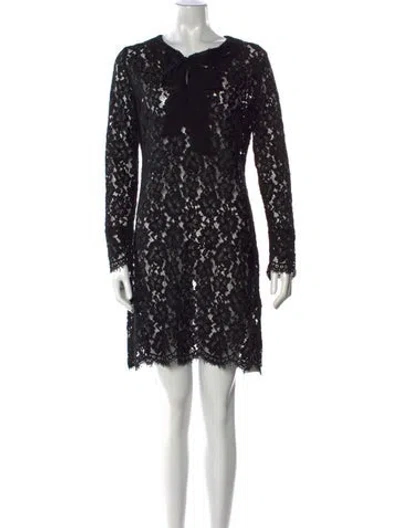 Pre-owned Sandro Lace Pattern Mini Dress In Black