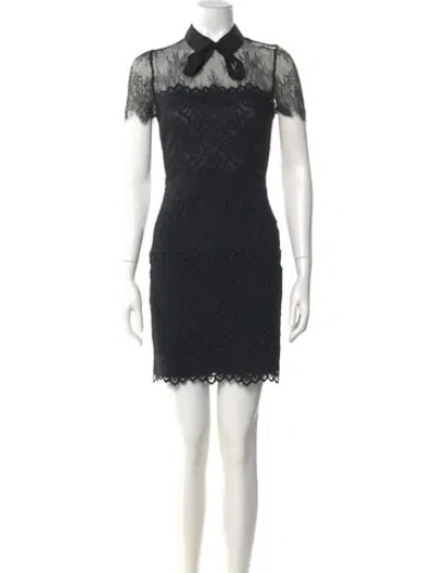 Pre-owned Sandro Lace Pattern Mini Dress In Black